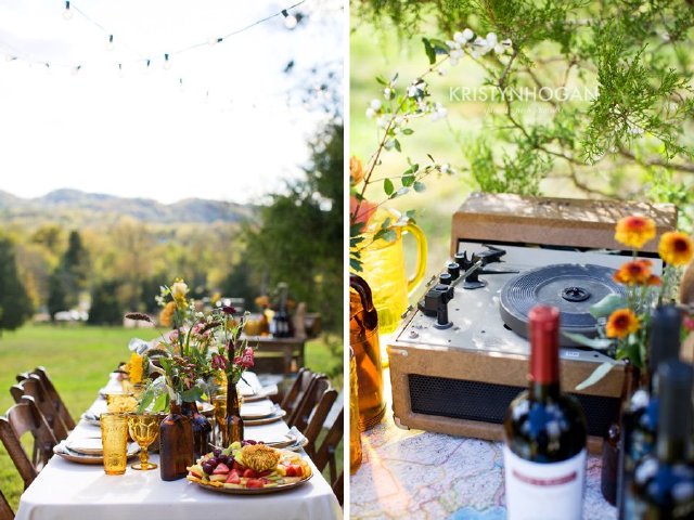 kristyn hogan, nashville wedding, intimate, long table, vintage, outdoor